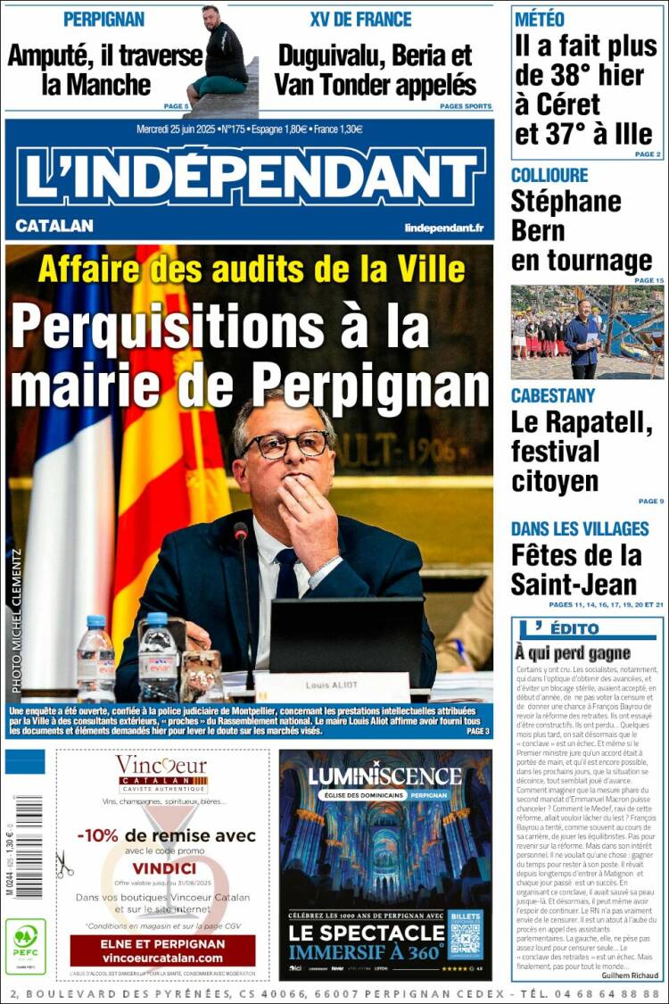 Portada de Le Indépendant (Francia)