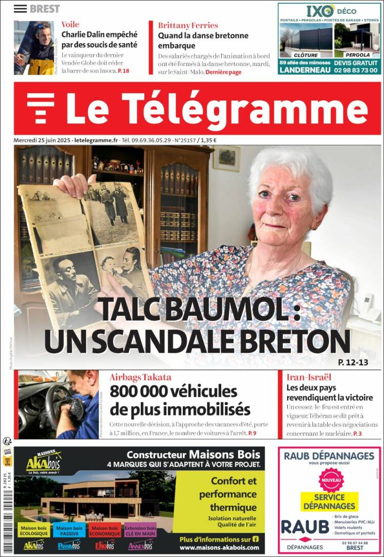 Portada de Télégramme (Francia)