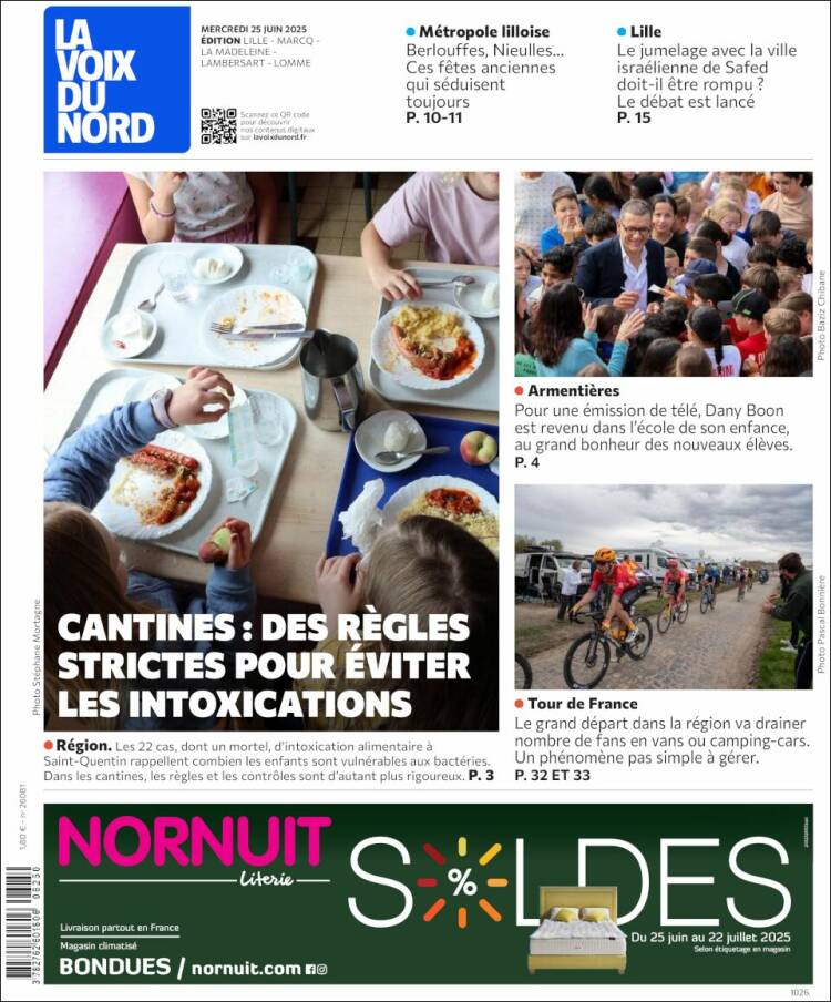 Portada de La Voix du Nord (Francia)