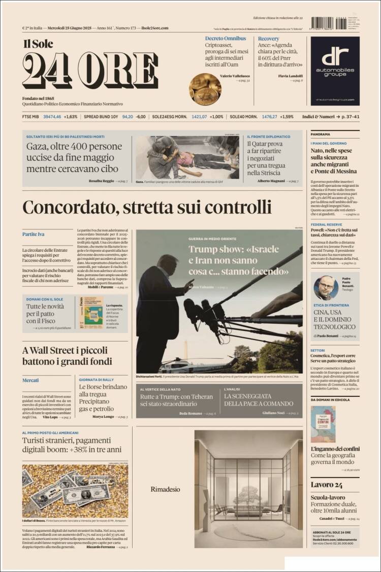 Portada de Il Sole 24 ORE (Italia)