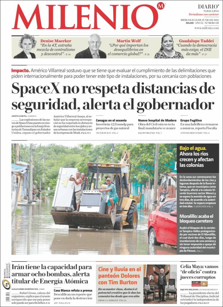 Portada de Milenio - Tamaulipas (México)