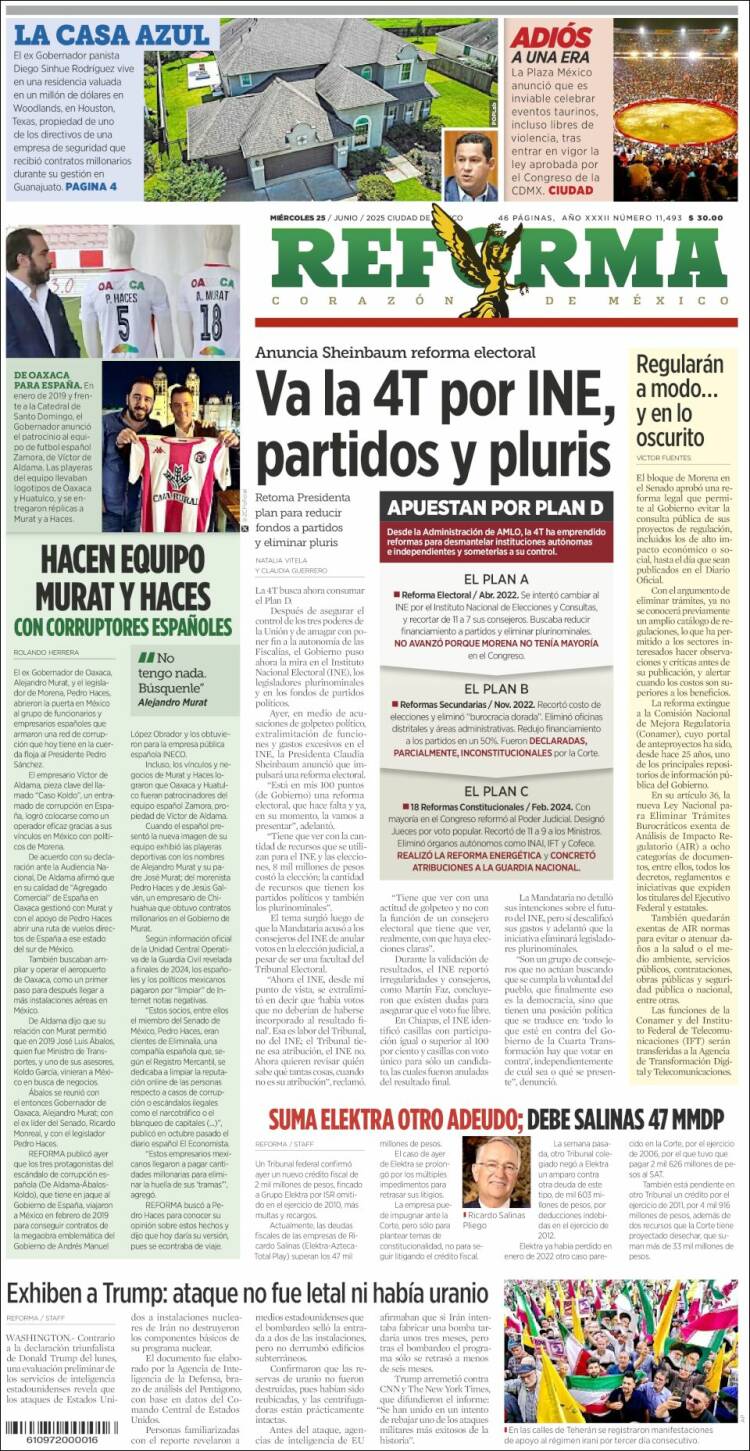Portada de Reforma (México)