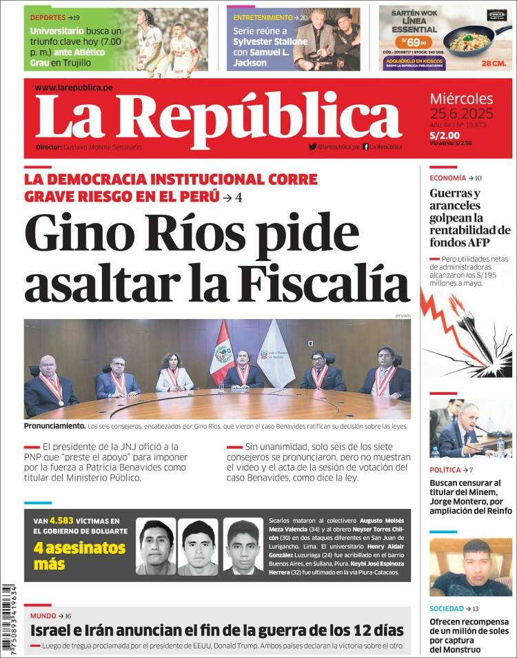 Portada de La Republica (Perú)
