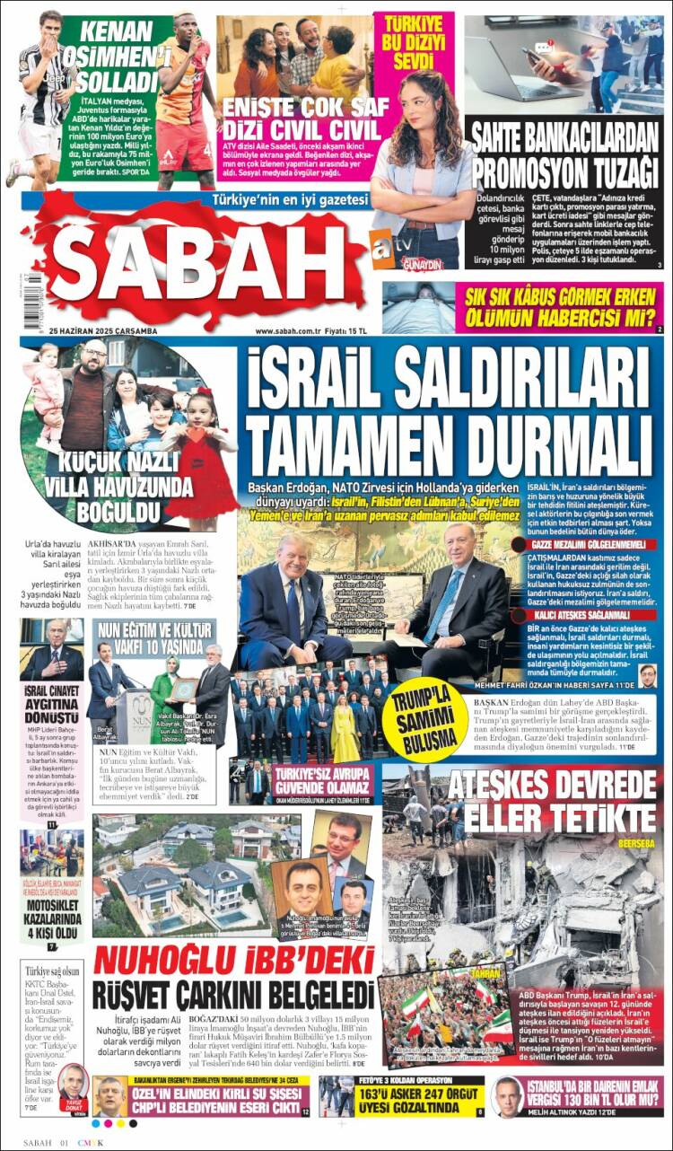 Portada de Sabah (Turquía)