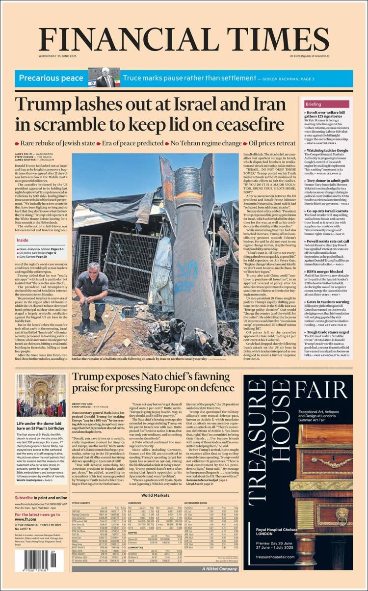 Portada de Financial Times (Reino Unido)