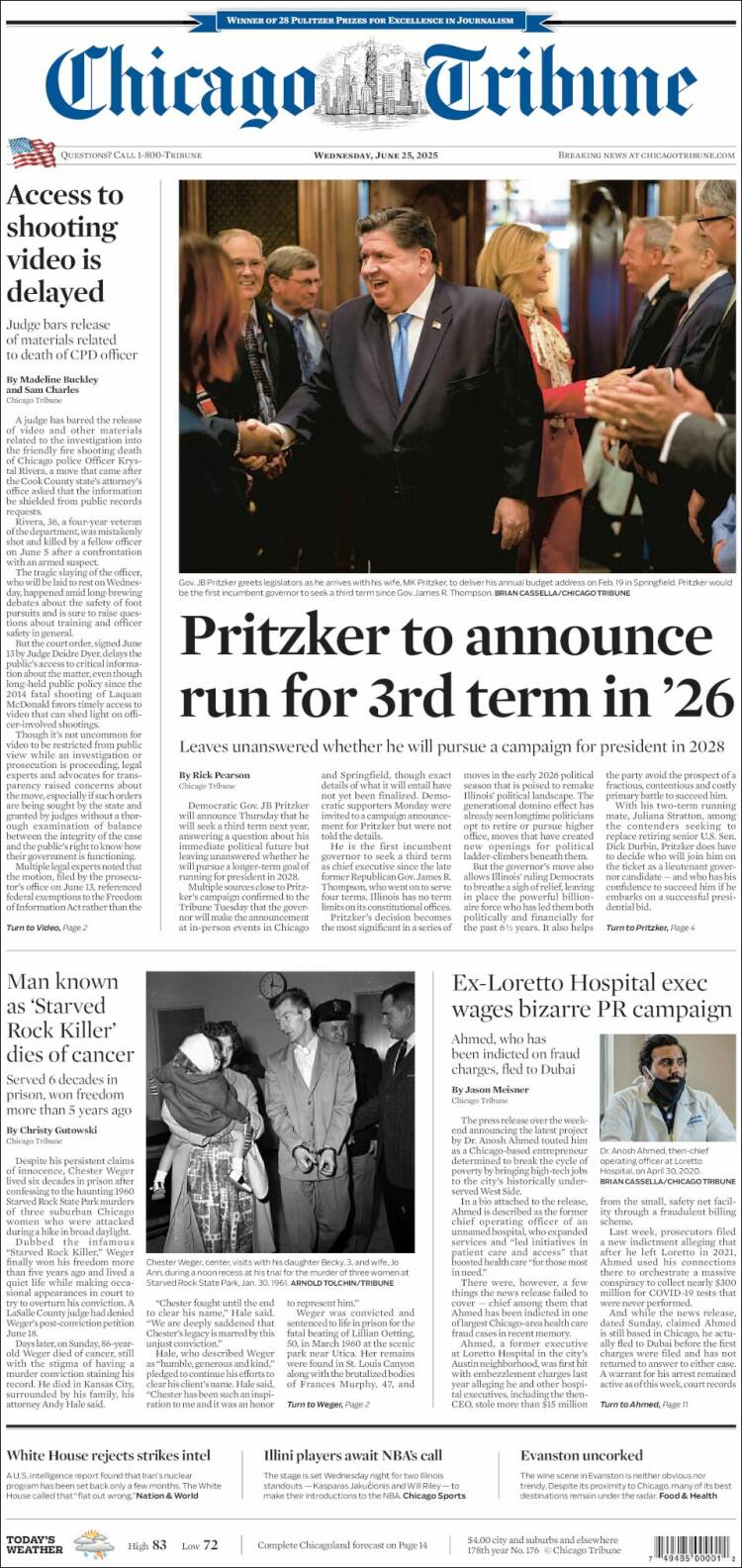 Portada de Chicago Tribune (USA)