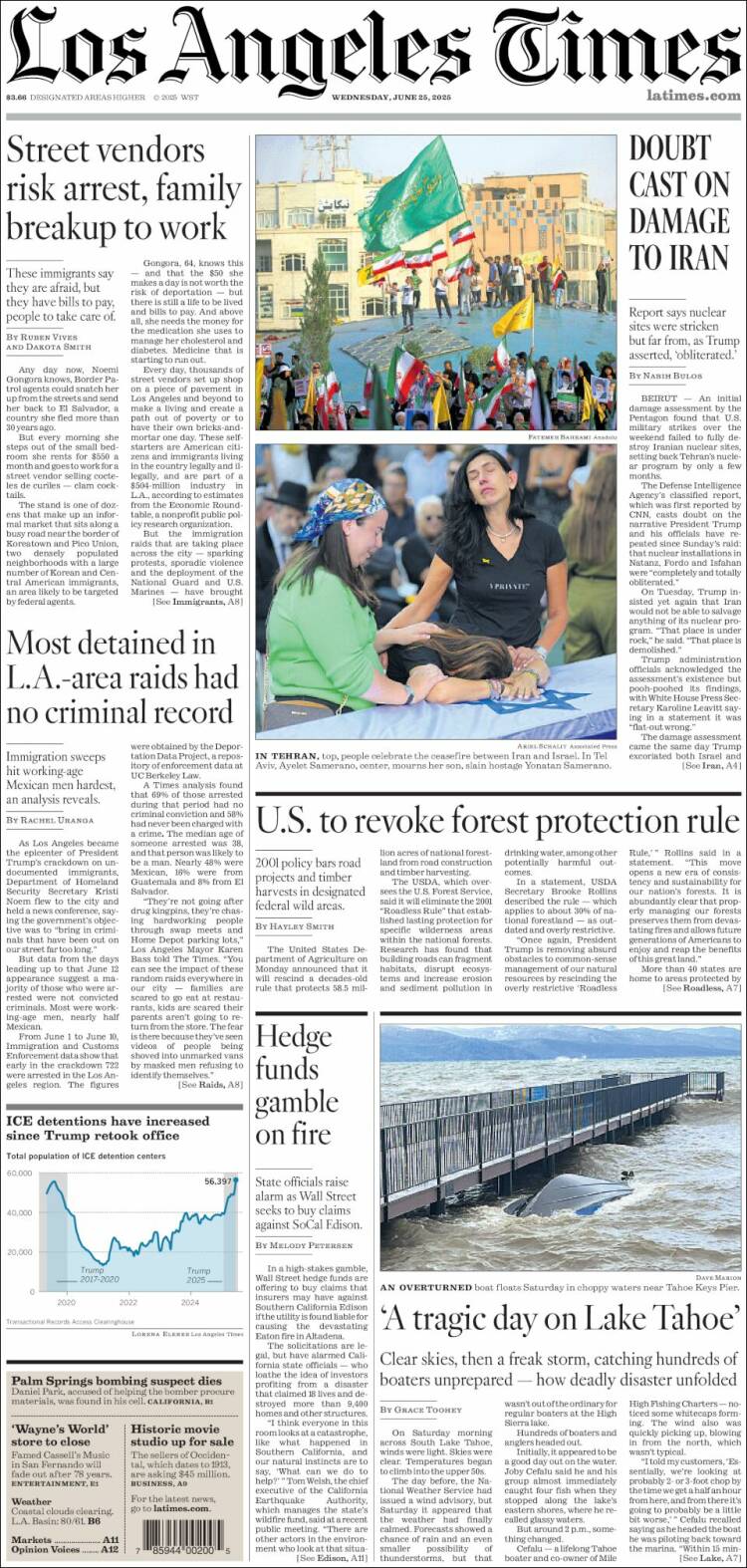Portada de Los Angeles Times (USA)