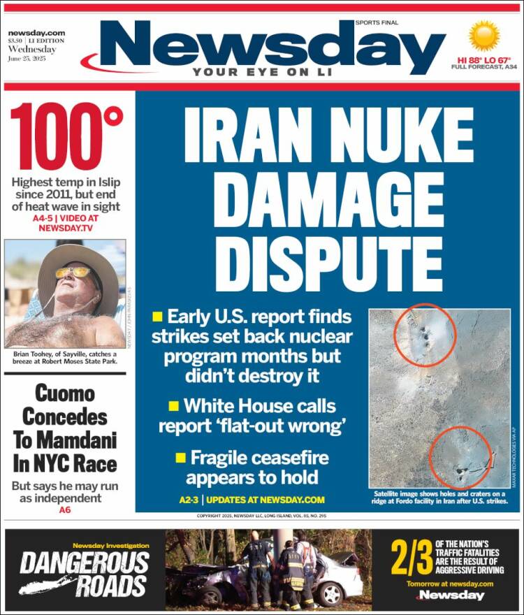 Portada de Newsday (USA)
