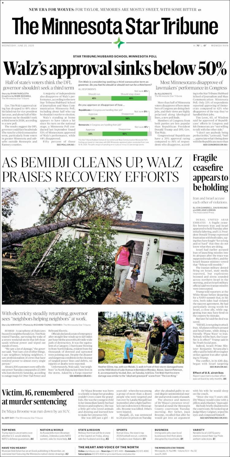 Portada de Star Tribune (USA)