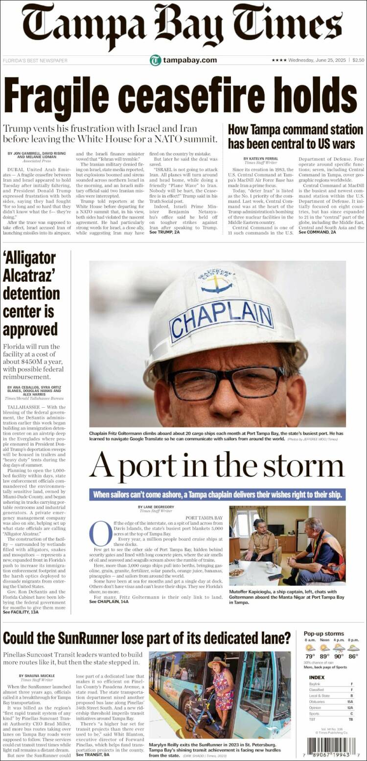 Portada de Tampa Bay Times (USA)