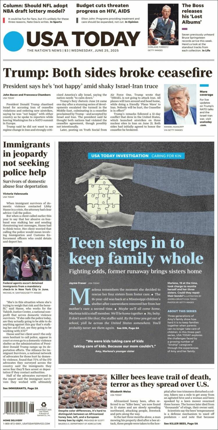 Portada de USA Today (USA)