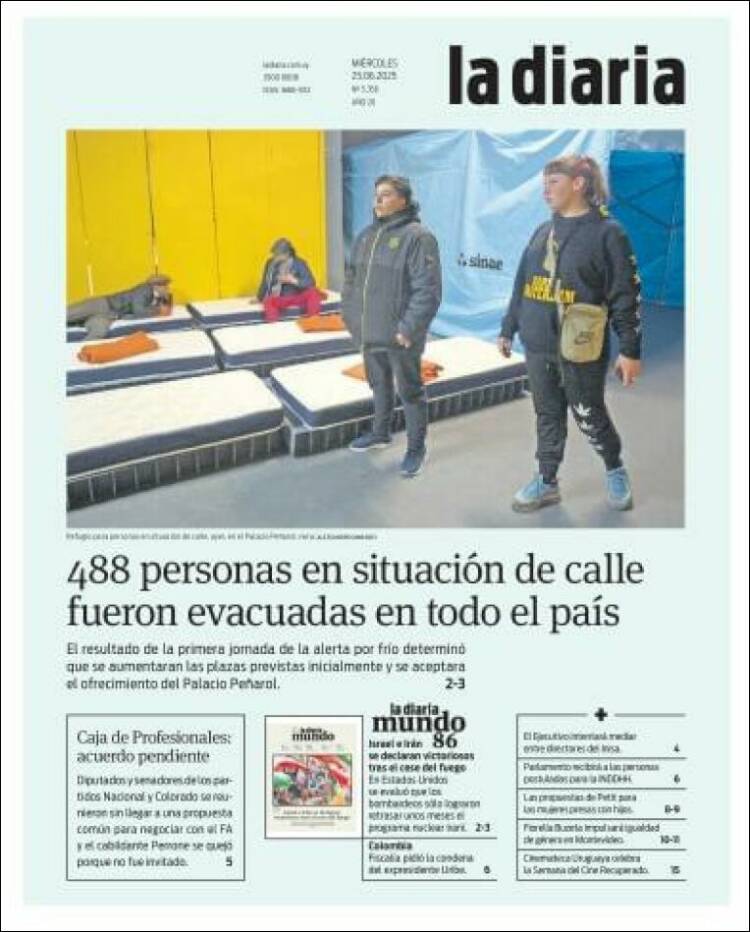 Portada de La Diaria (Uruguay)