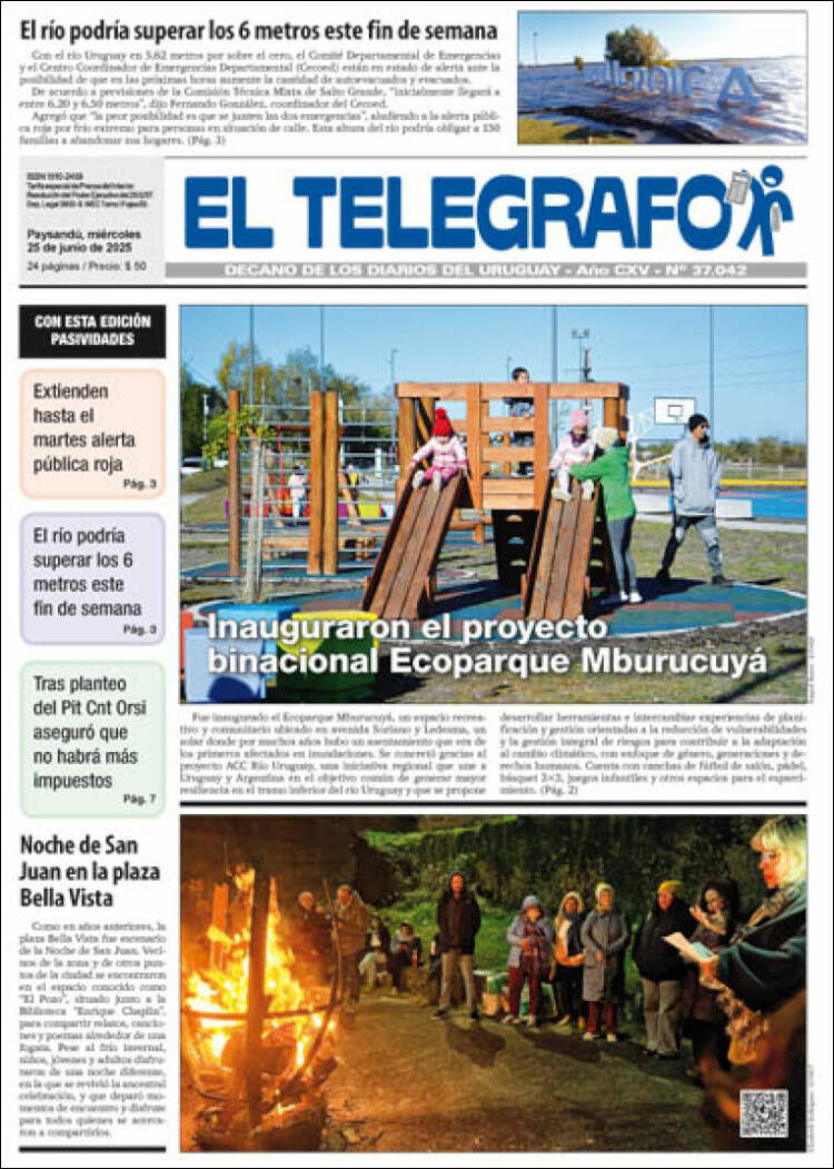 Portada de El Telégrafo (Uruguay)