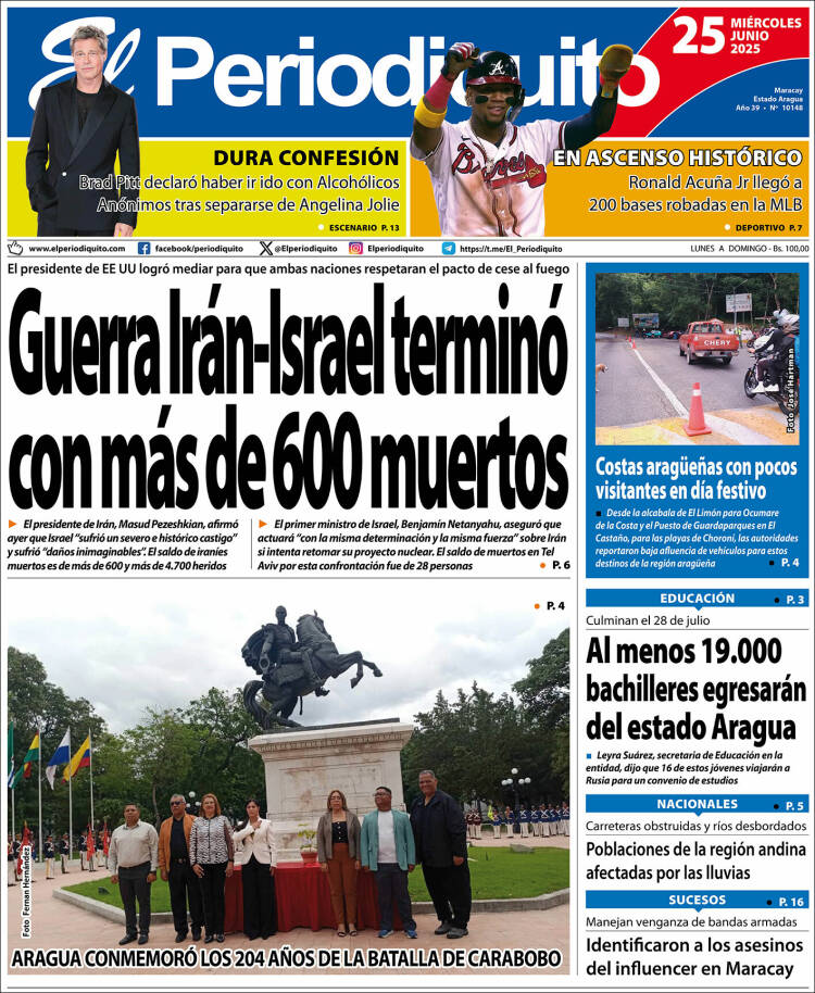 Portada de Periodiquito de Aragua (Venezuela)