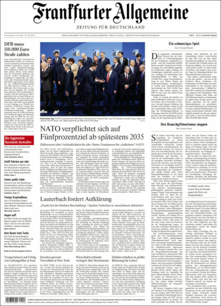 Portada de Frankfurter Allgemeine (Alemania)