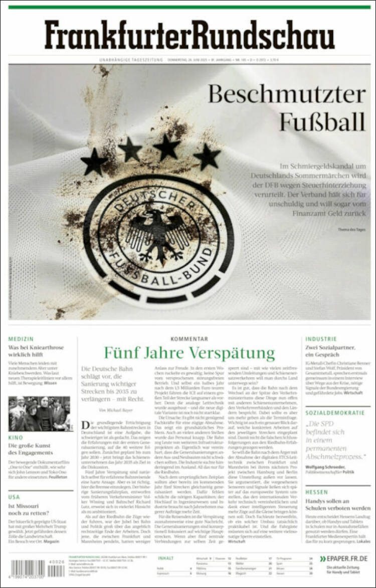 Portada de Frankfurter Rundschau (Alemania)