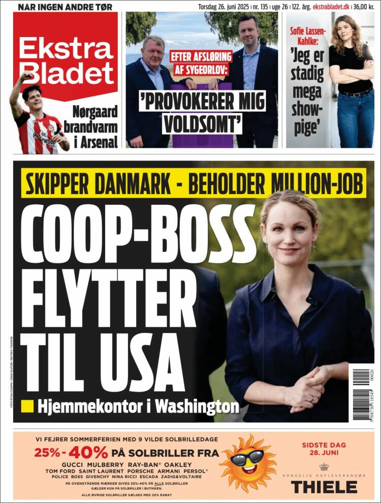 Portada de Ekstra Bladet (Dinamarca)