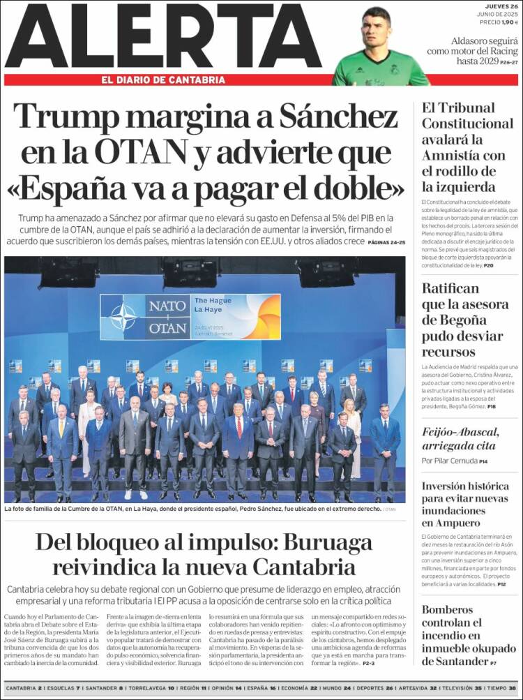Portada de Alerta - El Diario de Cantabria (España)