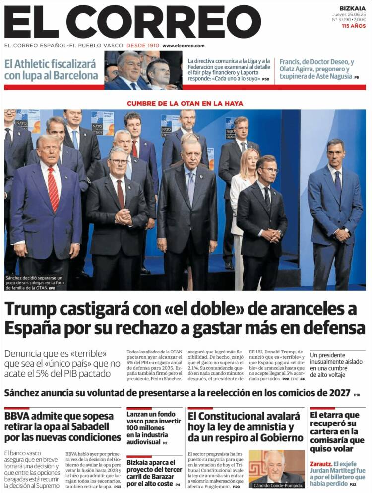 Portada de El Correo (España)