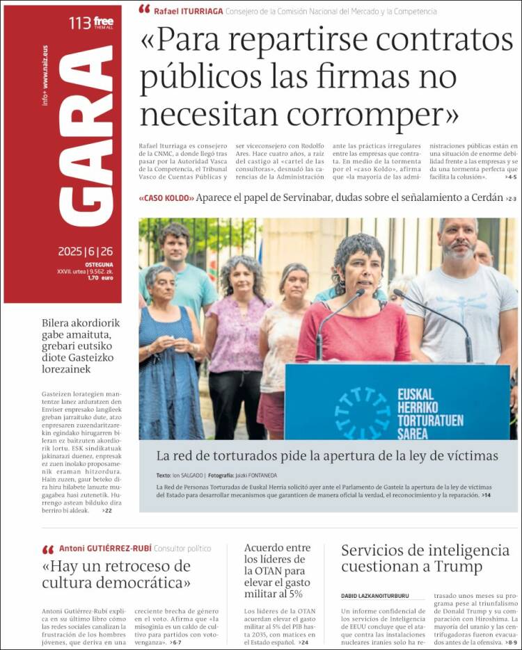 Portada de Gara (España)