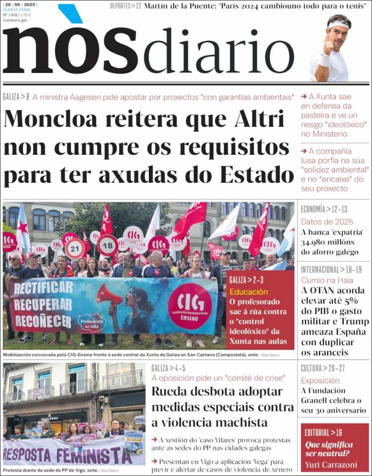 Portada de Nòs Diario (España)