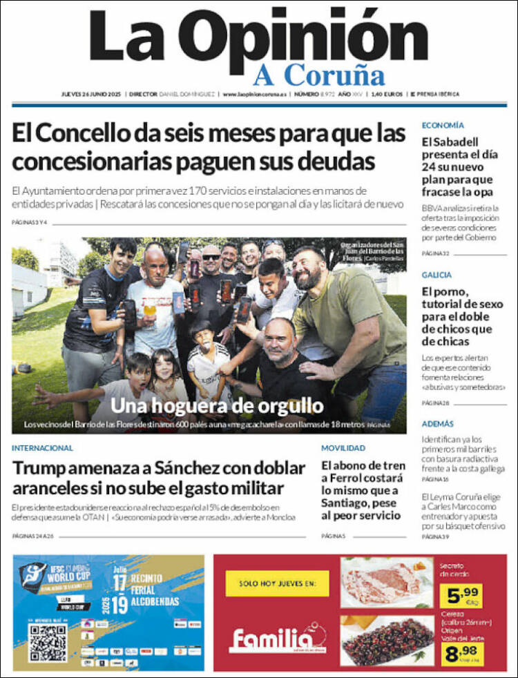 Portada de La Opinión de A Coruña (España)