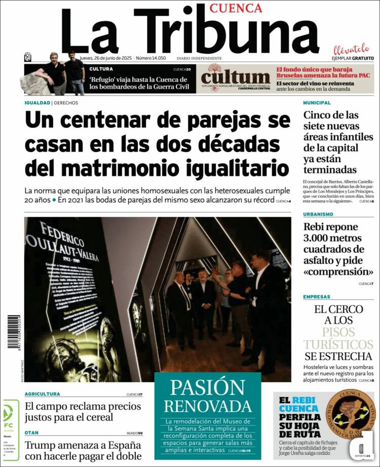 Portada de La Tribuna de Cuenca (España)
