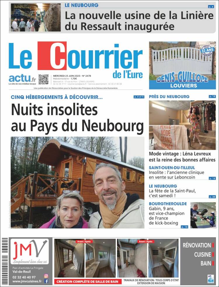 Portada de Le Courrier de l'Ouest (Francia)