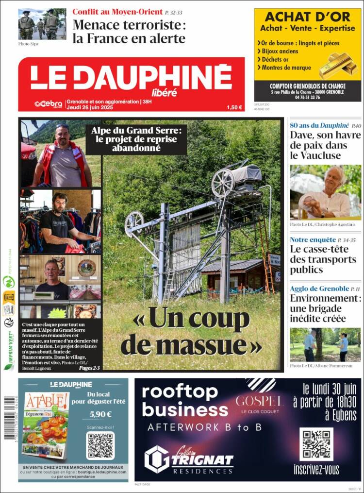 Portada de Le Dauphiné Libéré (Francia)