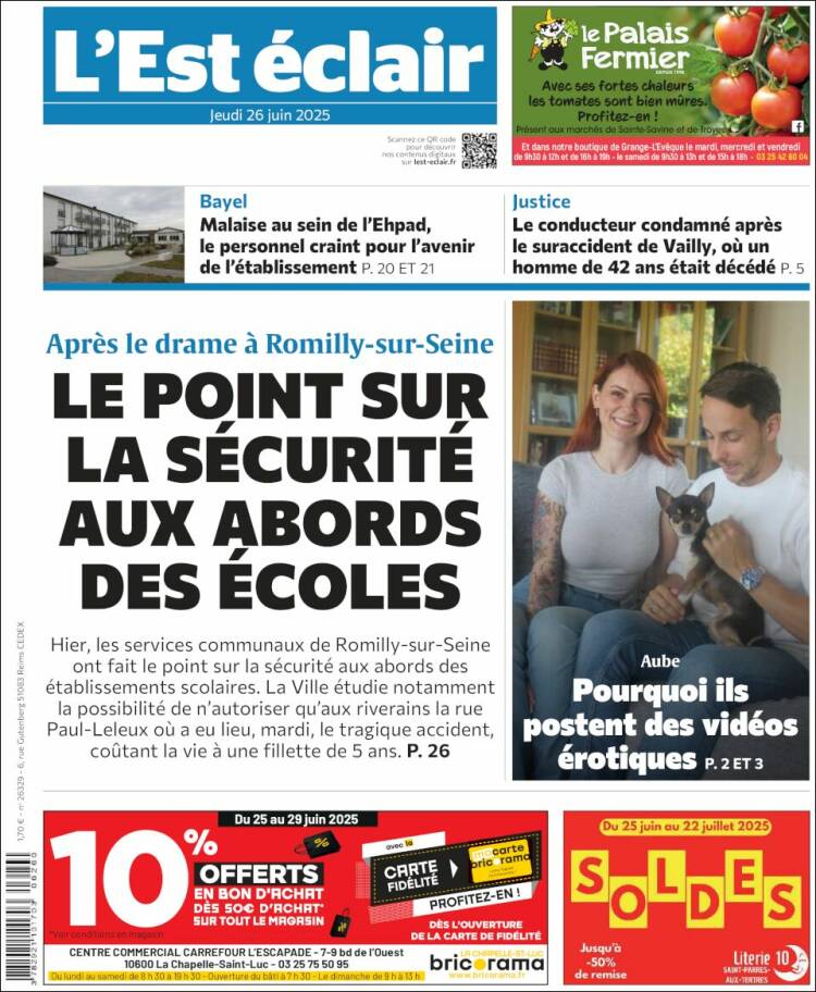 Portada de L'Est Eclair (Francia)