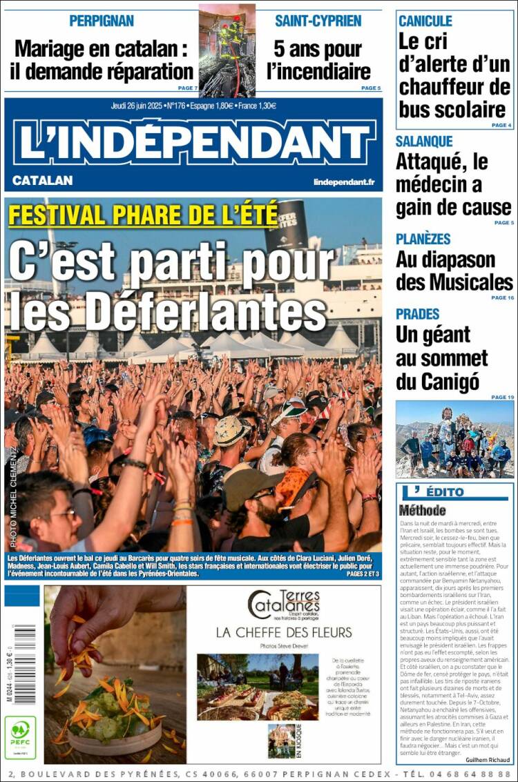 Portada de Le Indépendant (Francia)