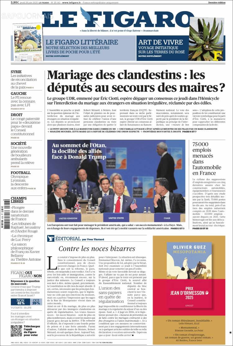 Portada de Le Figaro (Francia)