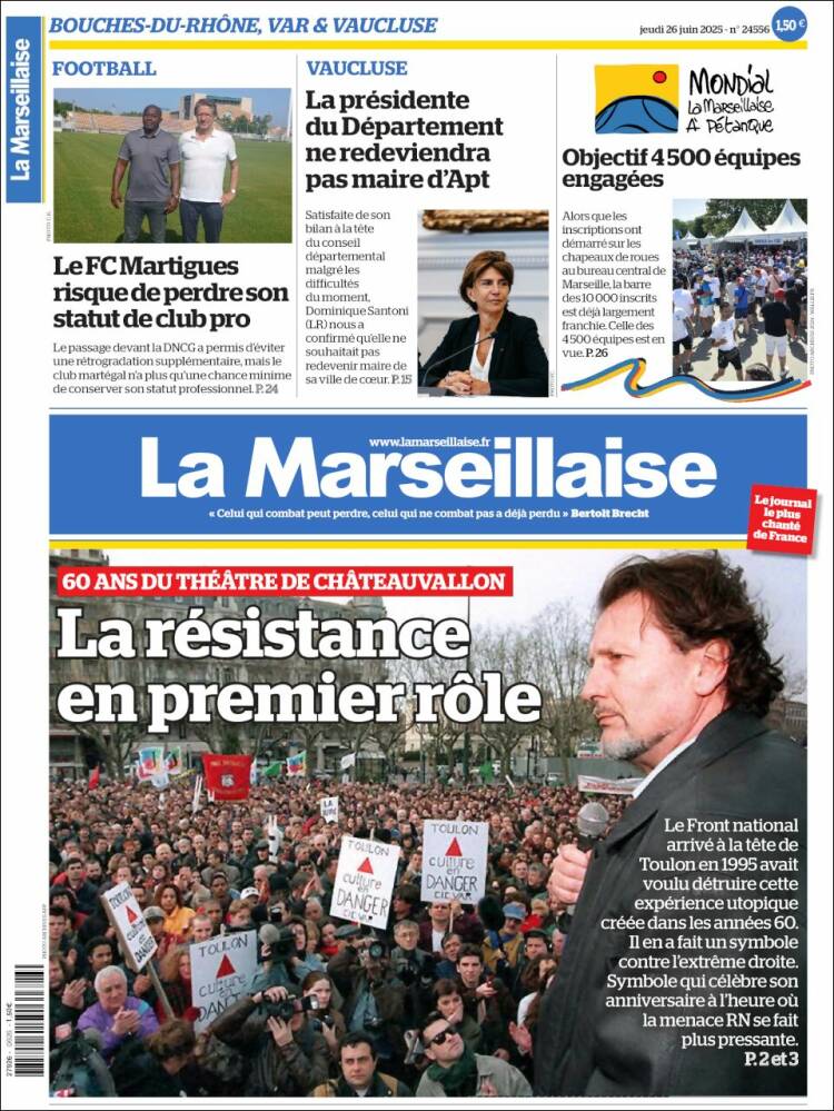 Portada de La Marseillaise (Francia)