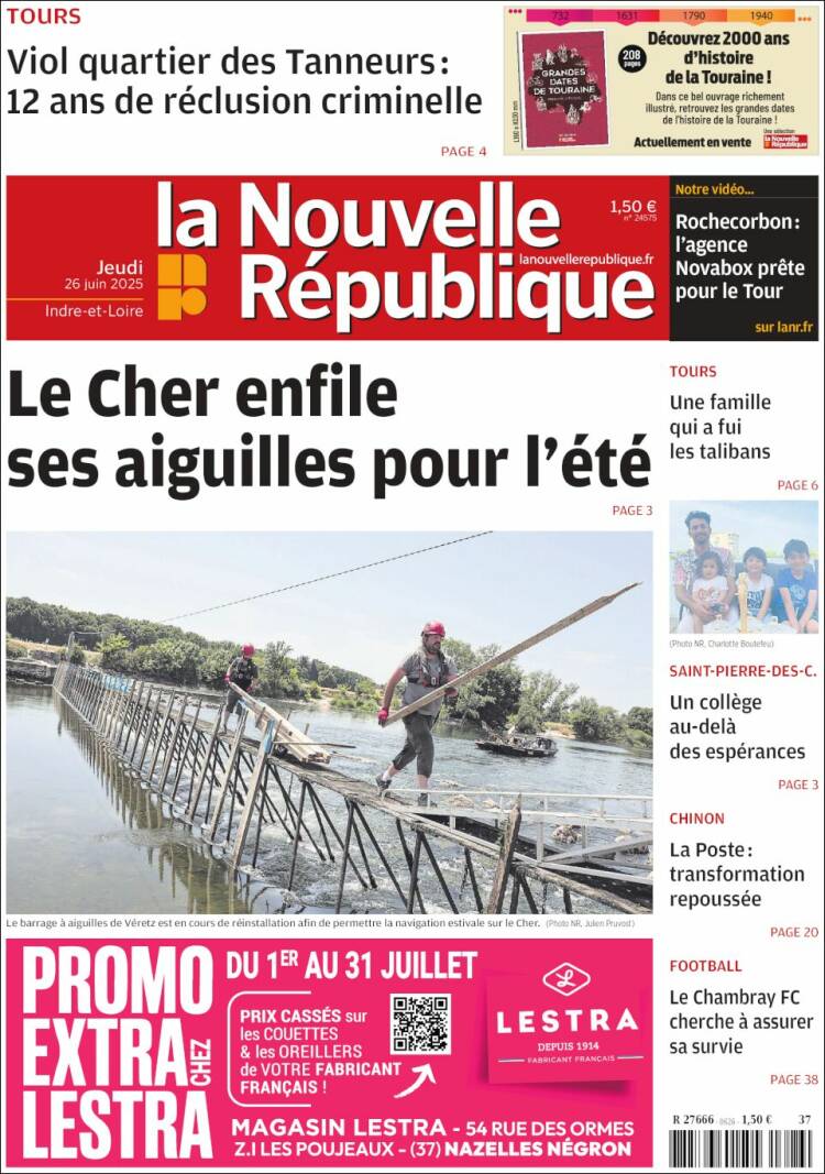 Portada de La Nouvelle Republique (Francia)