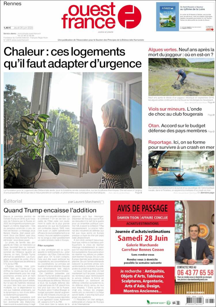 Portada de Ouest France (Francia)