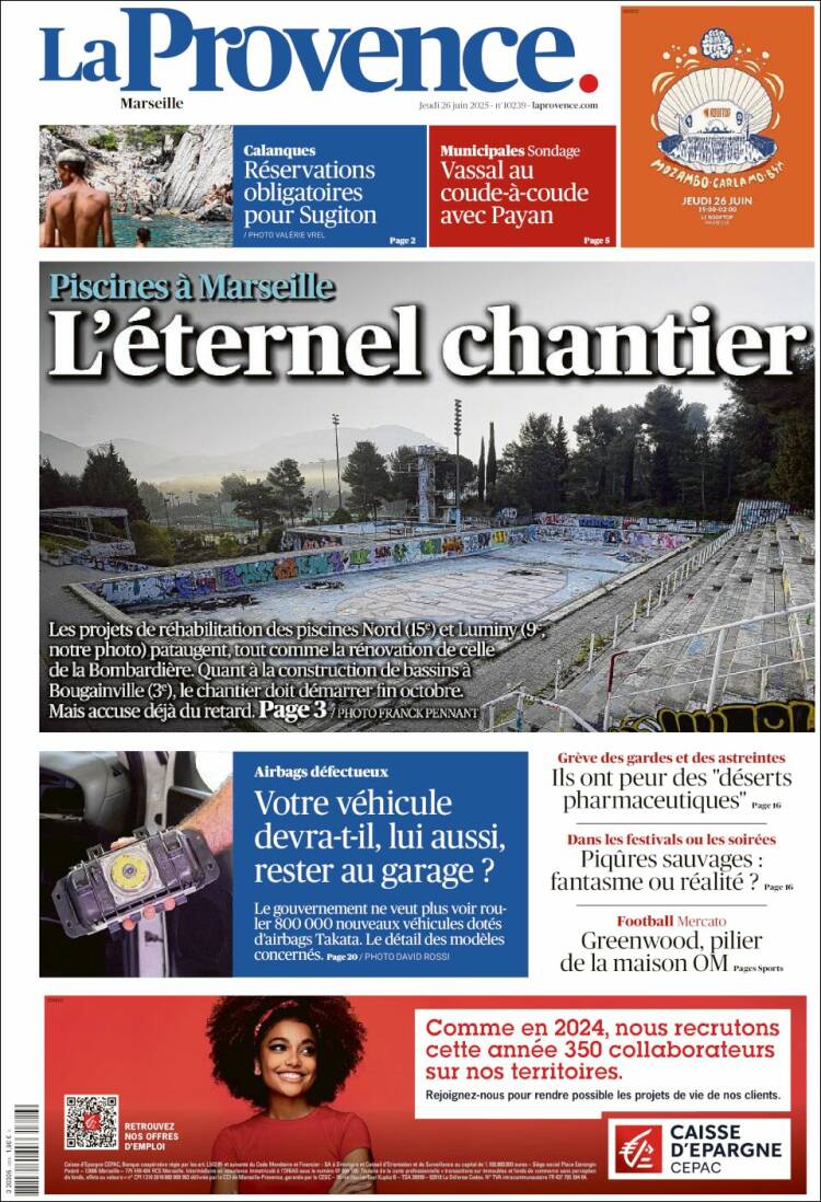 Portada de La Provence (Francia)
