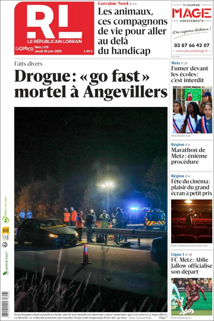 Portada de Le Republicain Lorrain (Francia)