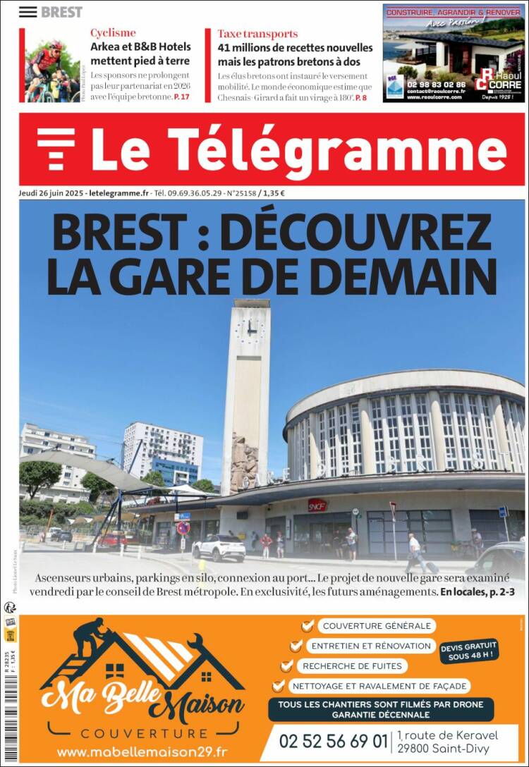 Portada de Télégramme (Francia)