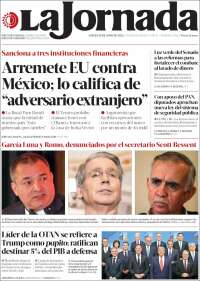 Portada de La Jornada (México)