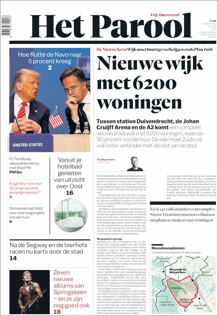 Portada de Het Parool (Países Bajos)