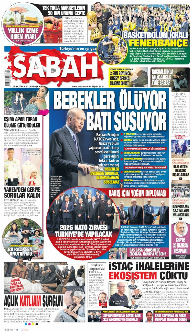 Portada de Sabah (Turquía)