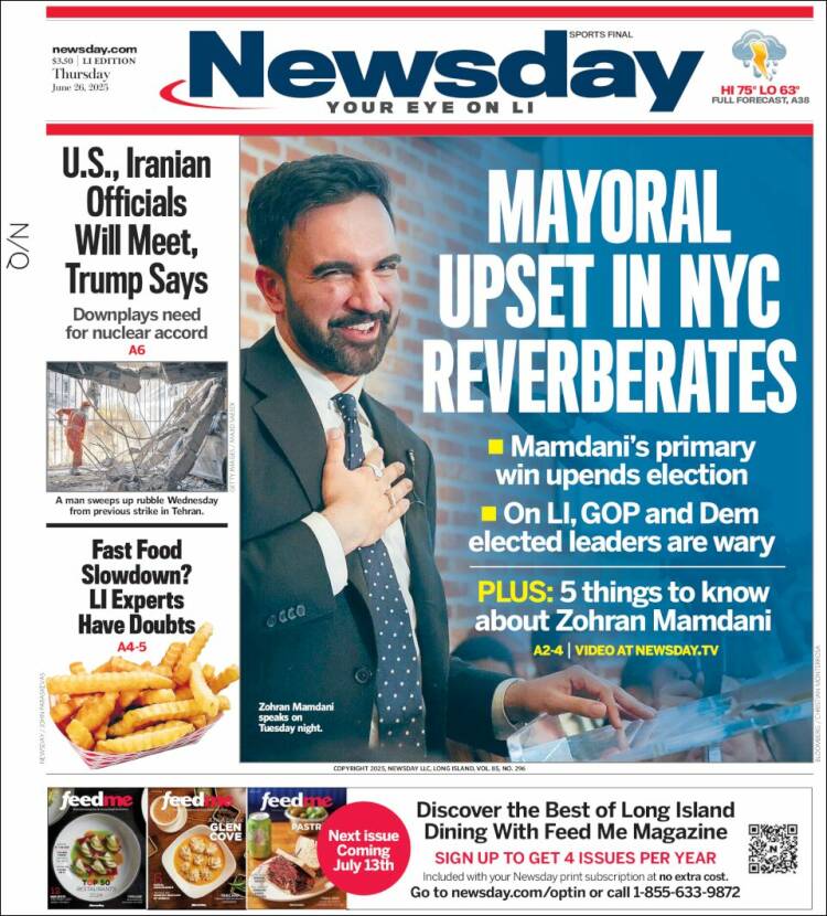 Portada de Newsday (USA)