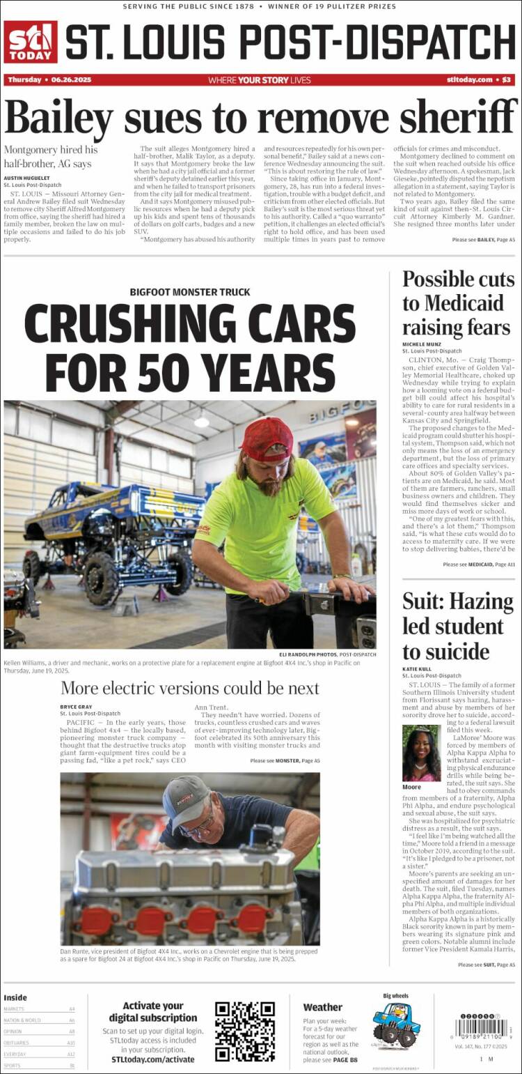 Portada de St. Louis Post-Dispatch (USA)