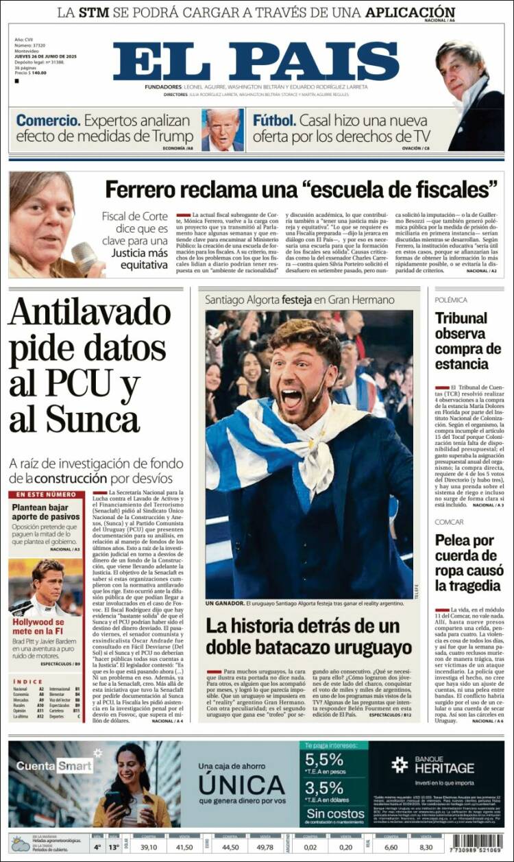 Portada de El País (Uruguay)