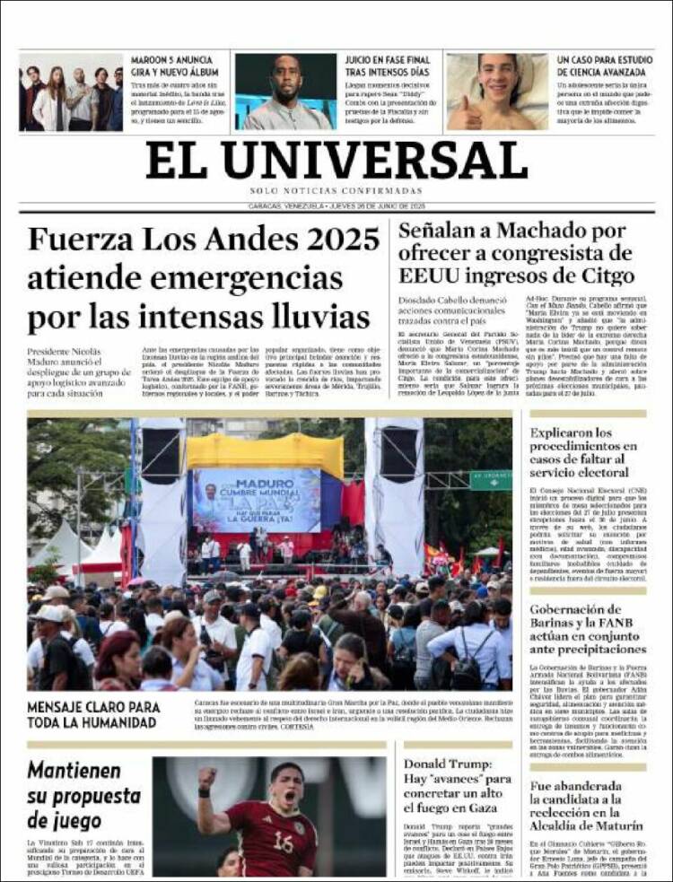 Portada de Universal (Venezuela)