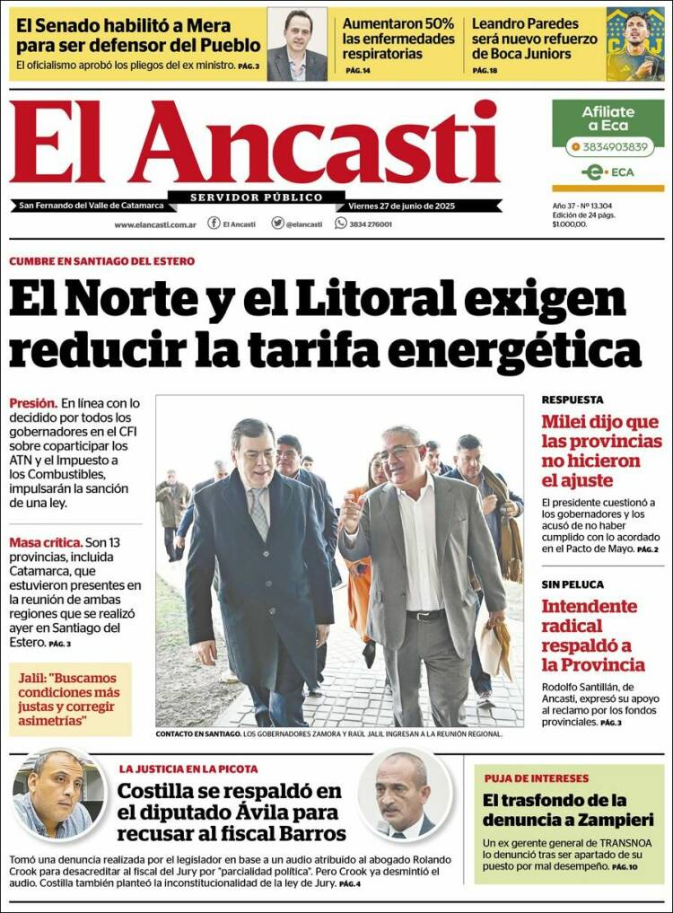 Portada de El Ancasti (Argentina)