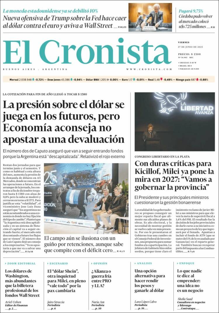 Portada de El Cronista Comercial (Argentina)