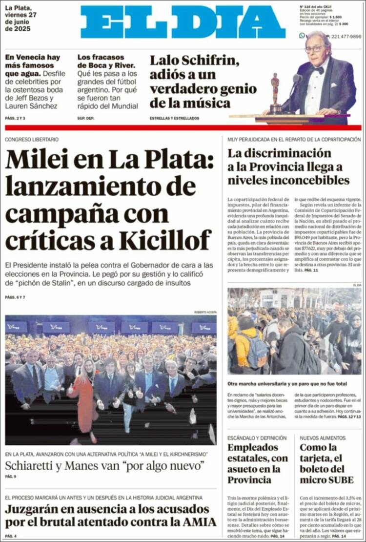 Portada de El Día de la Plata (Argentina)
