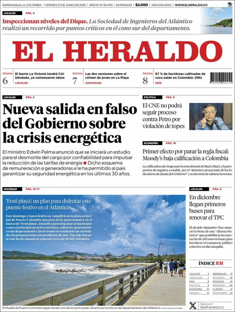 Portada de El Heraldo (Colombia)
