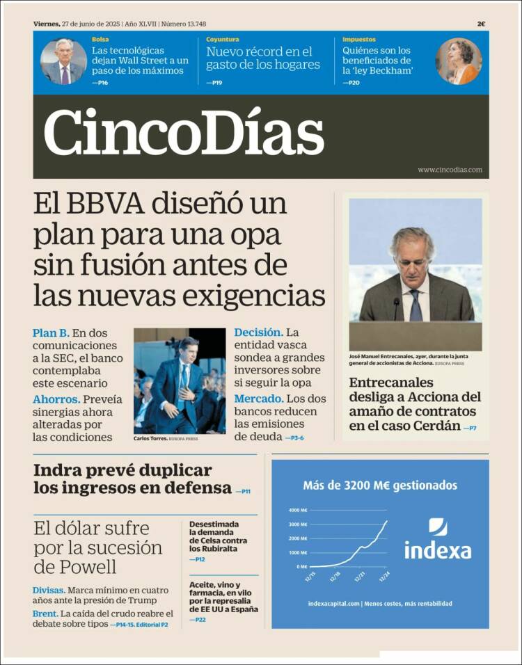 Portada de Cinco Días (España)